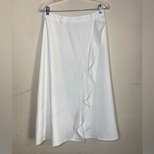 Calvin Klein White A-Line Skirt with Ruffle